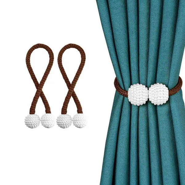 Pack_Of_2_Brown_Pvc_Matte_Finish_Curtain_Magnetic_Holder_Tassel_Tie_Back