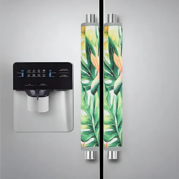 Pack_Of_2_Green_Fridge_Handle_Cover_Non_Woven_Printed_Set