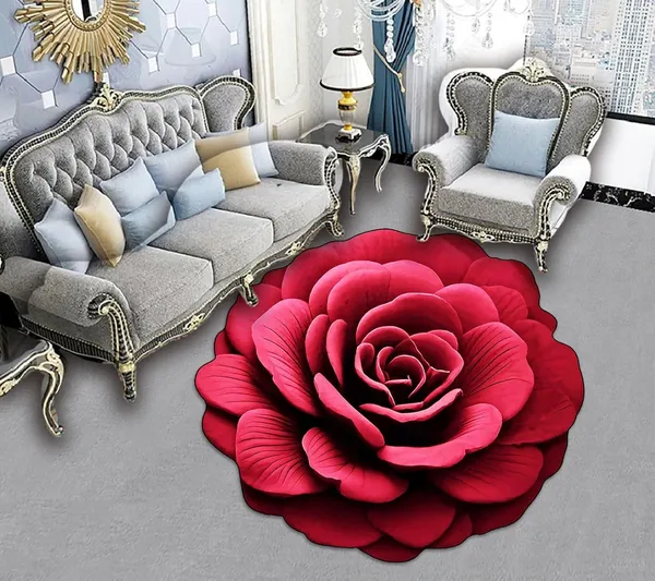 Maroon_Floral_Plush_Diatomaceous_Earth_Floor_Mat_Soft_Super_Absorbent_Quick_Dry_Anti_Slip