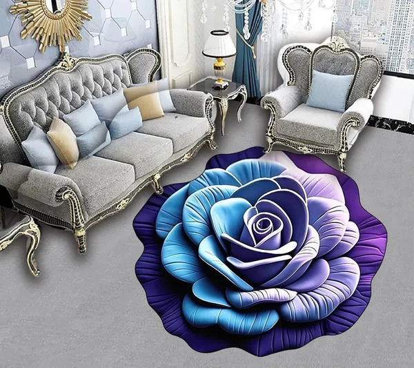 Blue_Purple_Floral_Plush_Diatomaceous_Earth_Floor_Mat_Soft_Super_Absorbent_Quick_Dry_Anti_Slip