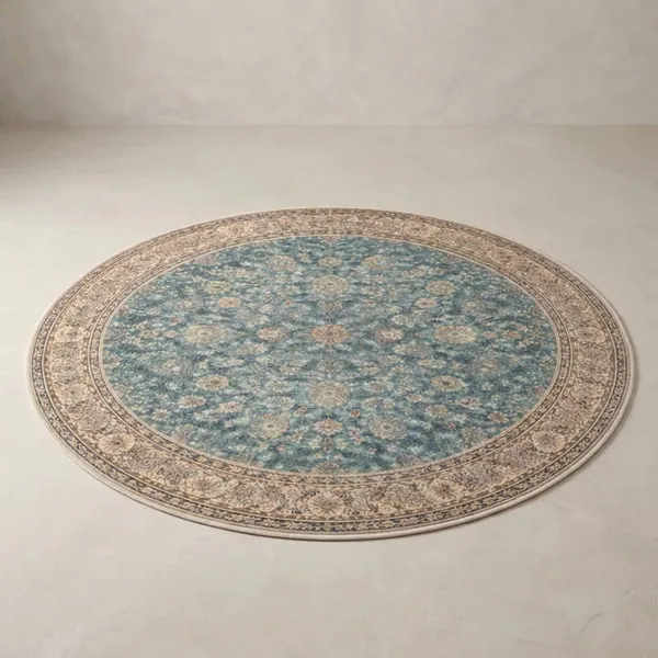 Teal_Harmony_Fabric_Round_Patterned_Floral_Rug