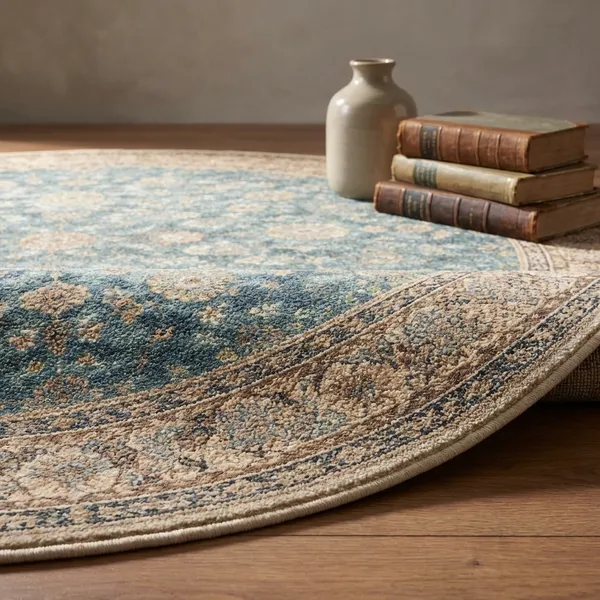 Teal_Harmony_Fabric_Round_Patterned_Floral_Rug