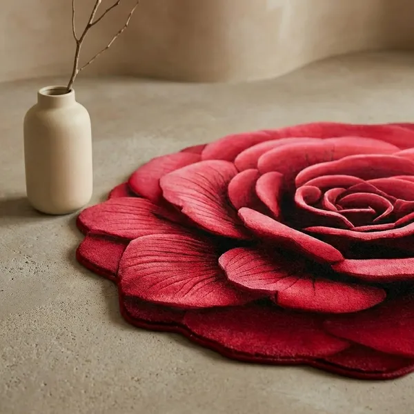 Maroon_Floral_Plush_Diatomaceous_Earth_Floor_Mat_Soft_Super_Absorbent_Quick_Dry_Anti_Slip