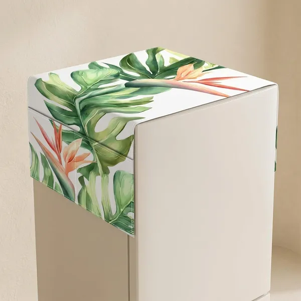 Green_Fridge_Top_Cover_Handle_Cover_Combo_Floral_Printed_Dustproof_Set
