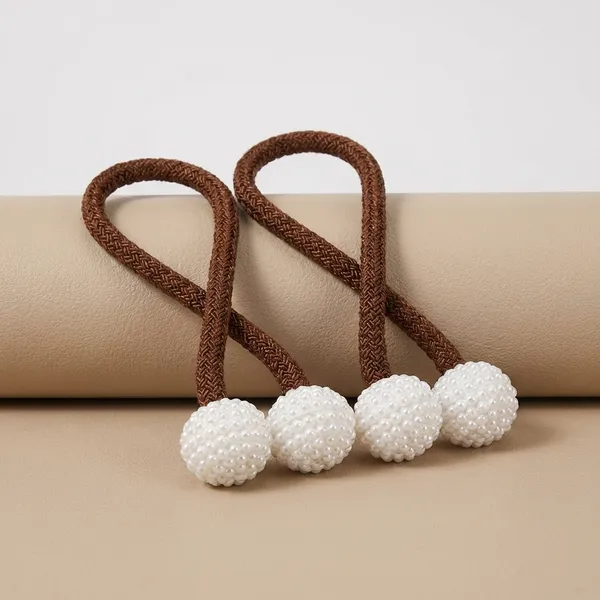 Pack_Of_4_Brown_Polyester_Curtain_Magnetic_Holder_Tassel_Tie_Back