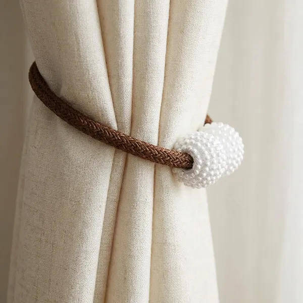 Pack_Of_4_Brown_Pvc_Matte_Finish_Curtain_Magnetic_Holder_Tassel_Tie_Back