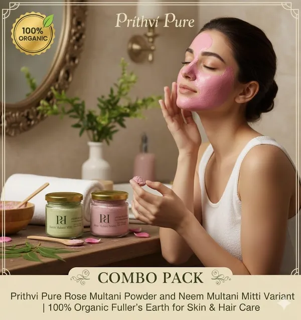 Multani_Mitti_Combo_Set_100g_–_Rose_&_Neem_|_100%_Organic_Fuller’s_Earth_for_Face_Hair_&_Skin_Care_|_Natural_Oil_Control_Acne_Tan_Removal
