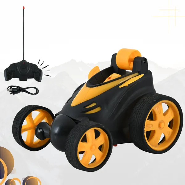 Yellow_&_Black_Premium_Plastic_Remote_Control_Stunt_Car_Small_For_Kids