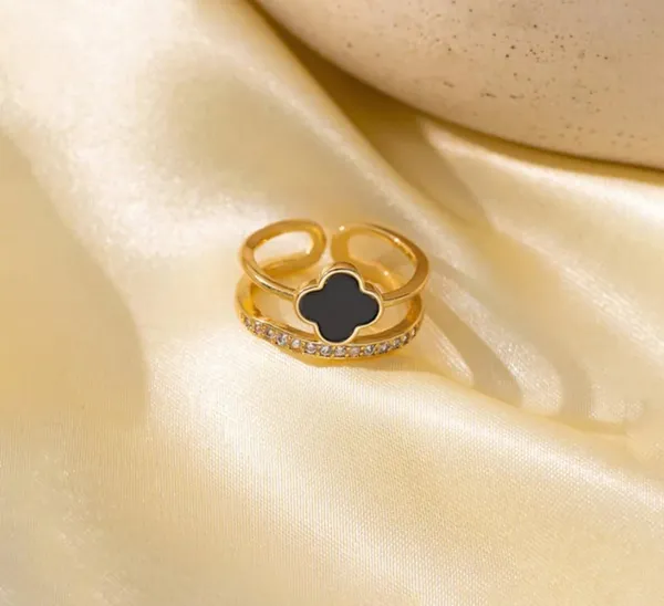 Golden_Gold_Plated_Adjustable_Clover_Design_Finger_Ring_For_Women