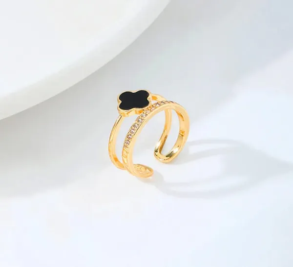 Golden_Gold_Plated_Adjustable_Clover_Design_Finger_Ring_For_Women