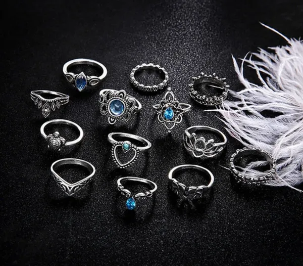 Multicolour_Bohemian_Oxidised_Ring_Set_For_Women_And_Girls