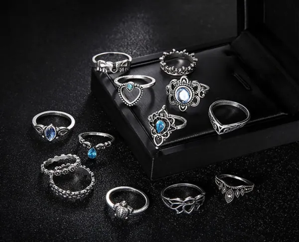 Multicolour_Bohemian_Oxidised_Ring_Set_For_Women_And_Girls
