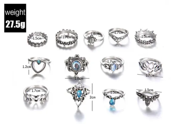 Multicolour_Bohemian_Oxidised_Ring_Set_For_Women_And_Girls