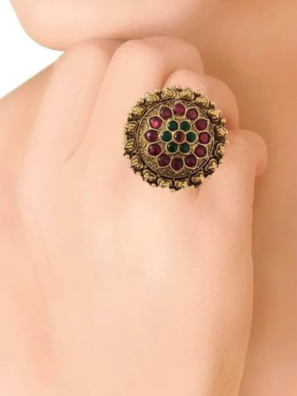 Multicolour_Fashion__Traditional_Stylish_Gold_Plated_Ring_for_Women