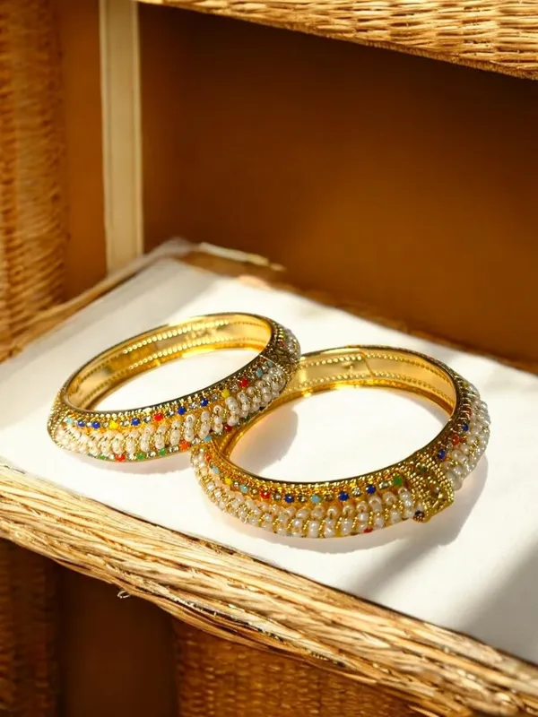 Golden_Traditional_Pearl_Studded_Gold_Plated_Bangles_For_Women_-_Set_Of_2