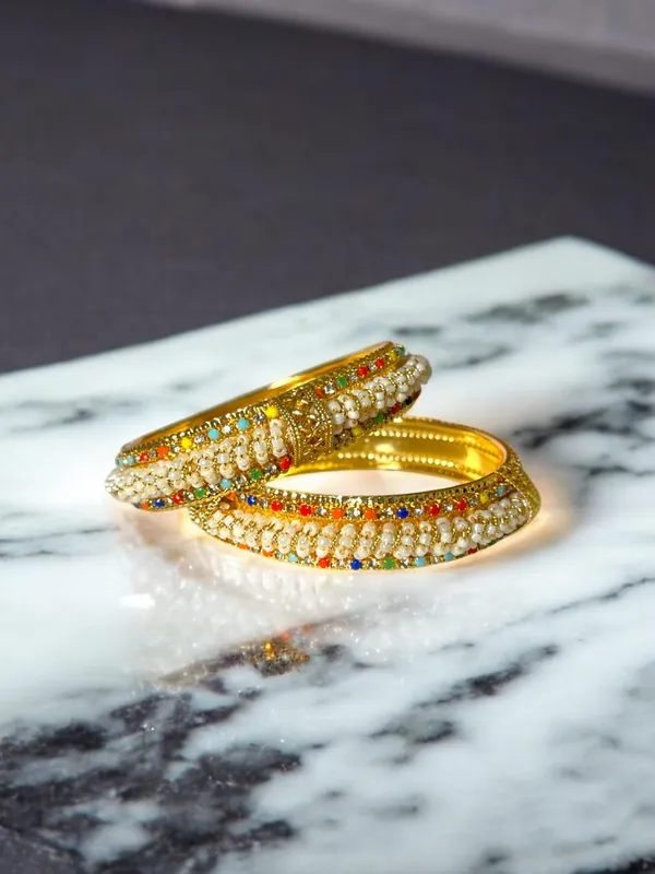 Golden_Traditional_Pearl_Studded_Gold_Plated_Bangles_For_Women_-_Set_Of_2