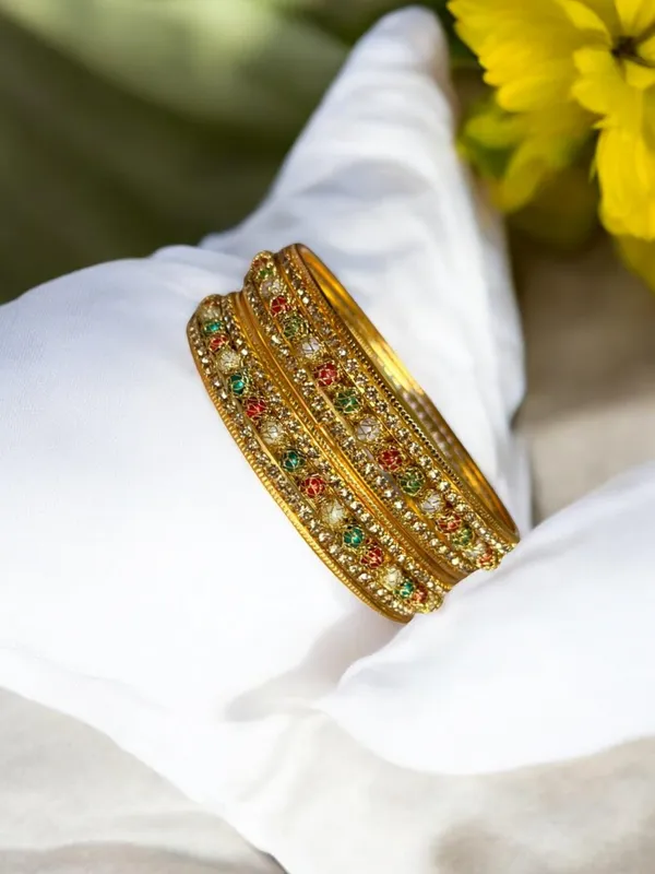 Multicolour_Traditional_Pearl_Ethnic_Gold-Plated_&_Vibrant_Metal_Bangles_For_Women_(10_Pieces)