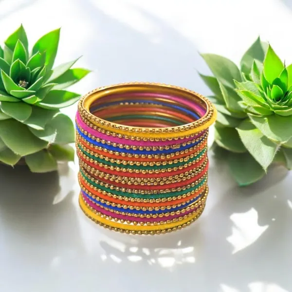 Multicolour_Traditional_Ethnic_Gold-Plated_&_Vibrant_Velvet_Metal_Bangles_For_Women_(26_Pieces)