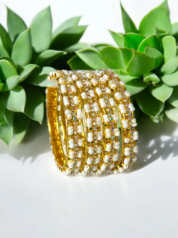 Golden_Pearl_Rainbow_Stones_Studded_Gold_Plated_Bangles_For_Women