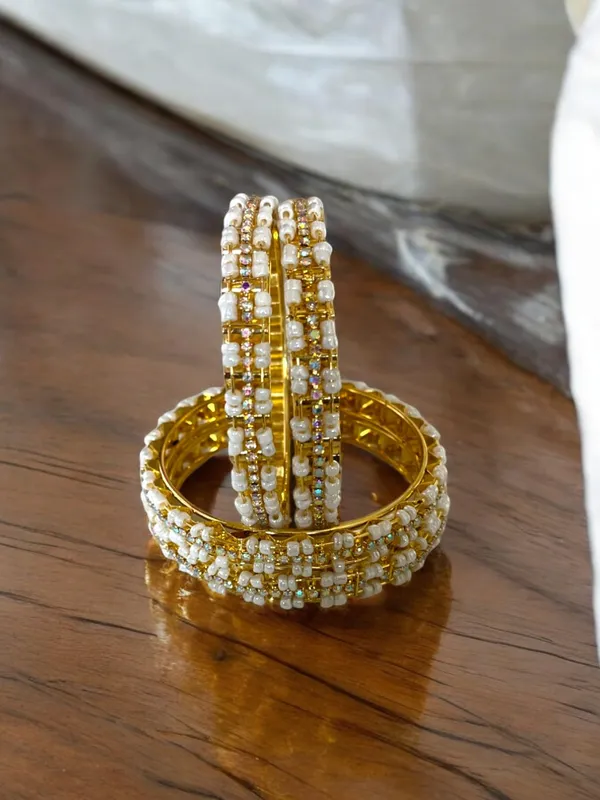 Golden_Pearl_Rainbow_Stones_Studded_Gold_Plated_Bangles_For_Women