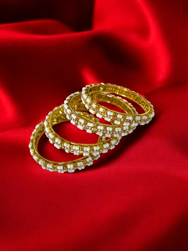 Golden_Pearl_Rainbow_Stones_Studded_Gold_Plated_Bangles_For_Women