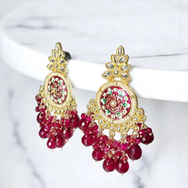 Maroon_Gold_Plated_Traditional_Floral_Kundan_Studded_Minakari_Jhumki_Earrings_For_Women