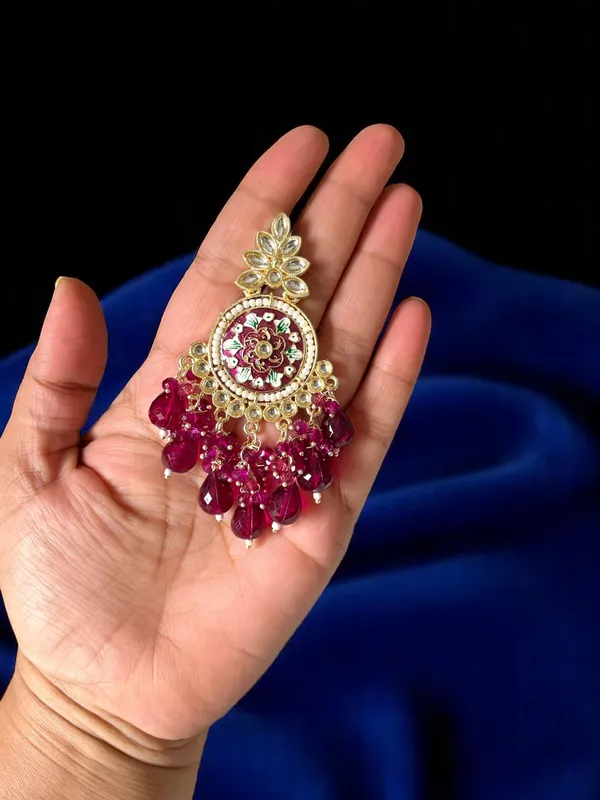 Maroon_Gold_Plated_Traditional_Floral_Kundan_Studded_Minakari_Jhumki_Earrings_For_Women
