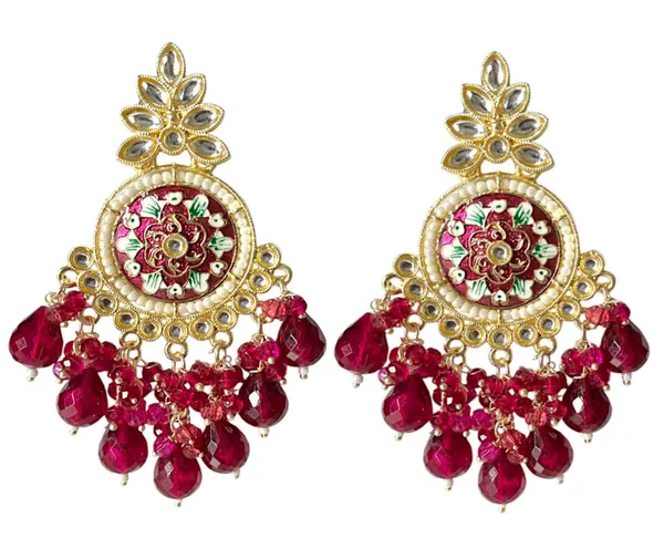 Maroon_Gold_Plated_Traditional_Floral_Kundan_Studded_Minakari_Jhumki_Earrings_For_Women