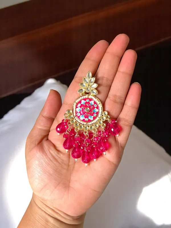 Pink_Gold_Plated_Traditional_Floral_Kundan_Studded_Minakari_Jhumki_Earrings_For_Women