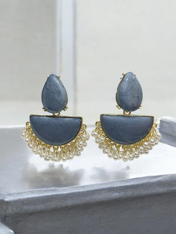 Grey_Green_Stone_Half_Moon_Designer_Earrings_With_Pearl_Detailing_For_Women