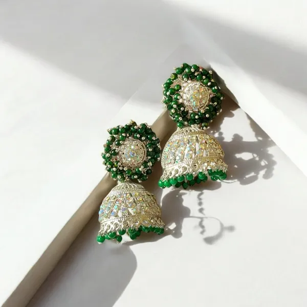 Green_Fashion_Jewellery_Gold_Plated_Pearl_Beaded_Jhumki/Jhumki_Earrings_For_Women