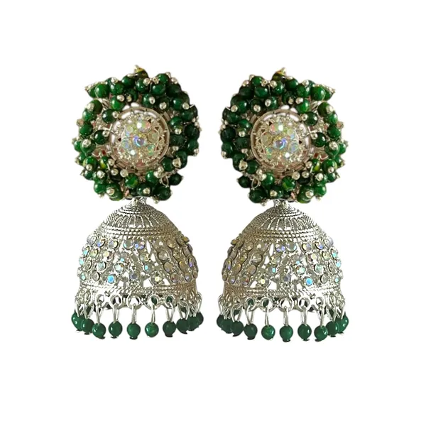 Green_Fashion_Jewellery_Gold_Plated_Pearl_Beaded_Jhumki/Jhumki_Earrings_For_Women