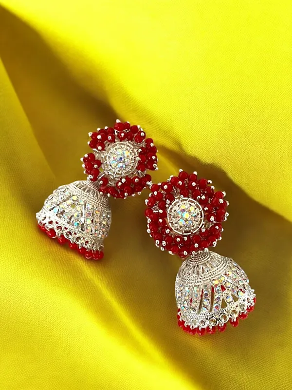 Red_Fashion_Jewellery_Gold_Plated_Pearl_Beaded_Jhumki/Jhumki_Earrings_For_Women
