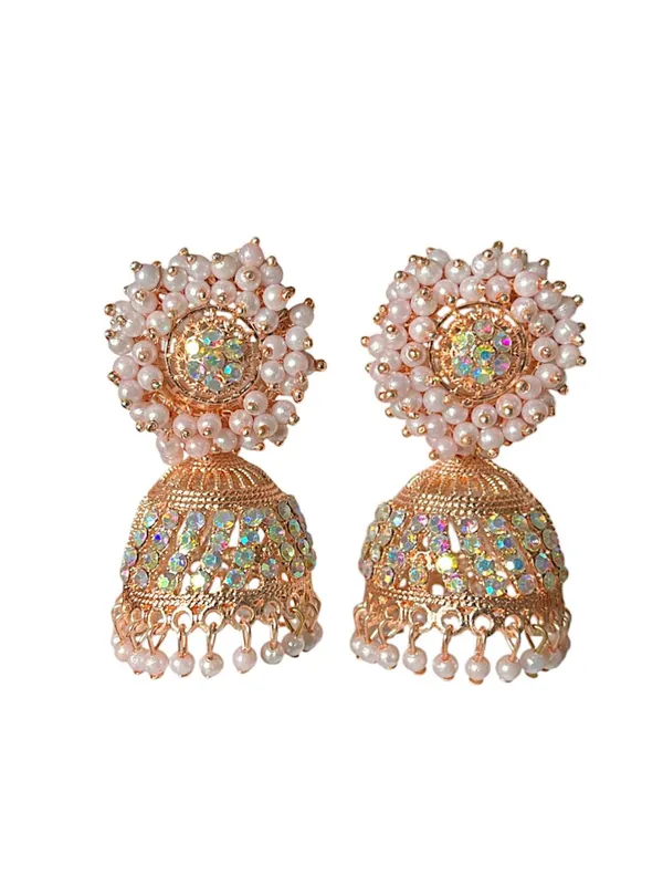 Rose_Golden_Fashion_Jewellery_Gold_Plated_Pearl_Beaded_Jhumki/Jhumki_Earrings_For_Women