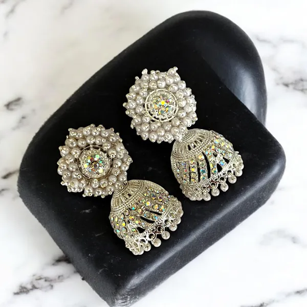 White_Fashion_Jewellery_Gold_Plated_Pearl_Beaded_Jhumki/Jhumki_Earrings_For_Women