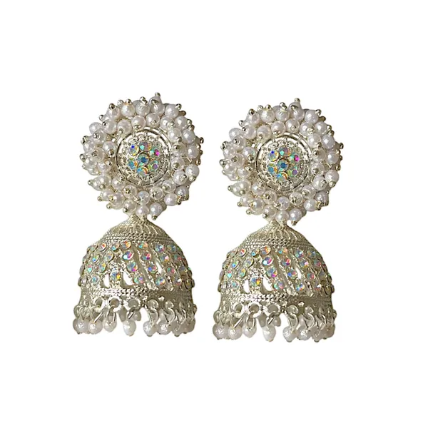 White_Fashion_Jewellery_Gold_Plated_Pearl_Beaded_Jhumki/Jhumki_Earrings_For_Women