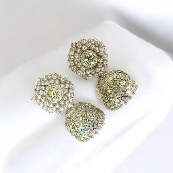 White_Fashion_Jewellery_Gold_Plated_Pearl_Beaded_Jhumki/Jhumki_Earrings_For_Women