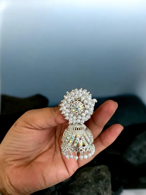 White_Fashion_Jewellery_Gold_Plated_Pearl_Beaded_Jhumki/Jhumki_Earrings_For_Women