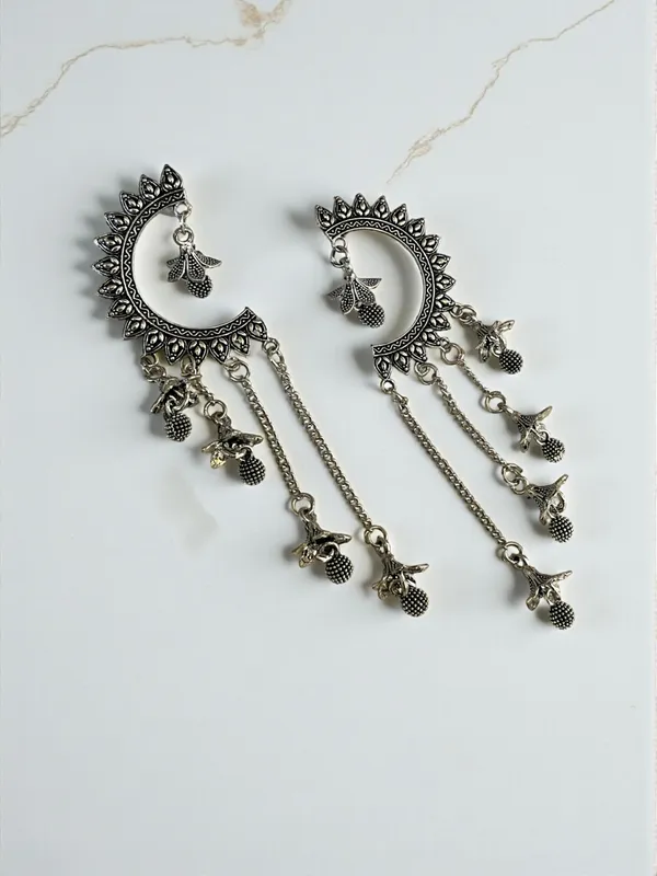 Silver_Traditional_Half_Moon_Chandbali_Earrings_For_Women_With_Long_Jhumki_Chains