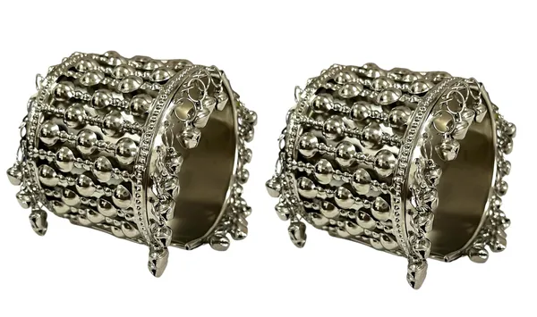 Silver_Navratri_Festival_Combo_Oxidised_Rhodium_Plated_Ghungroo_Kada_Bangles_Set_For_Women