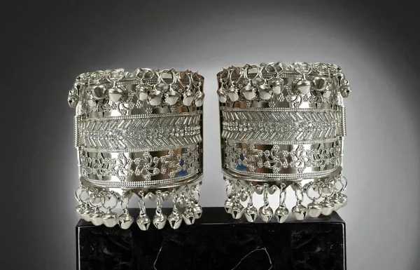 Silver_Navratri_Festival_Combo_Oxidised_Rhodium_Plated_Ghungroo_Kada_Bangles_Set_For_Women