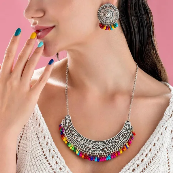 Multicolour_Fashion_Latest_Stylish_Traditional_Oxidised_Necklace_Jewellery_Set_for_Women