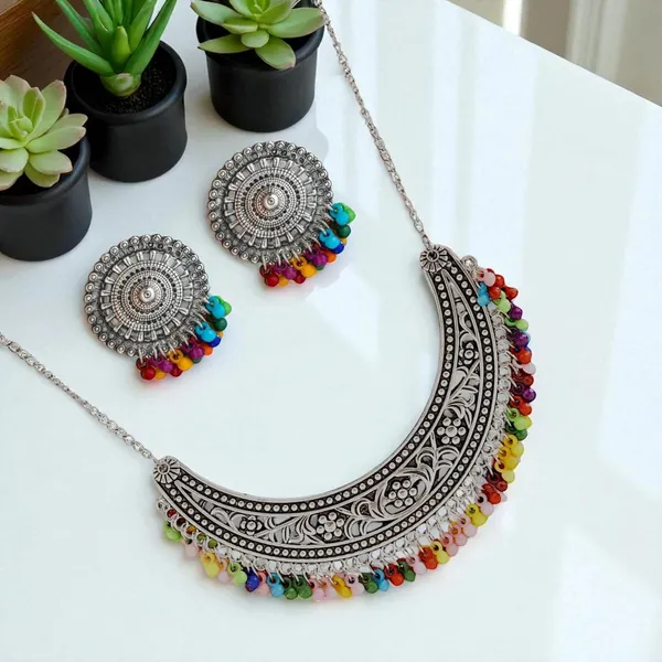 Multicolour_Fashion_Latest_Stylish_Traditional_Oxidised_Necklace_Jewellery_Set_for_Women