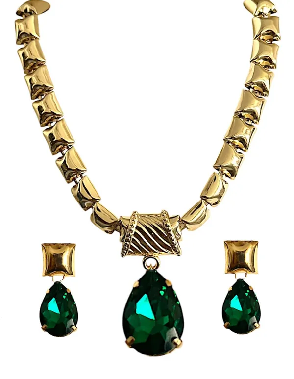 Gold-Tone_Green_Crystal_Earrings_Chain_Pendant_Necklace_Combo_Jewellery_Set_for_Women_and_Girls