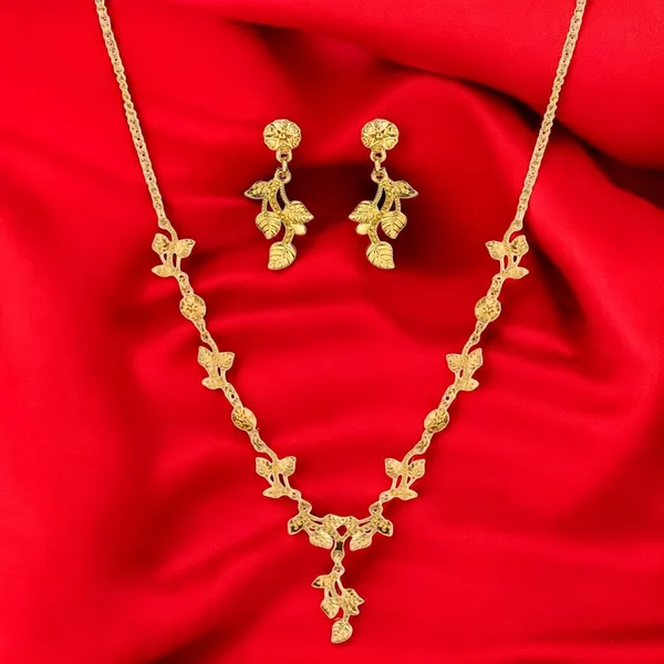 Multicolour_Fashion_Trendy_Gold_Plated_Leaf_Design_Necklace_Set_For_Women