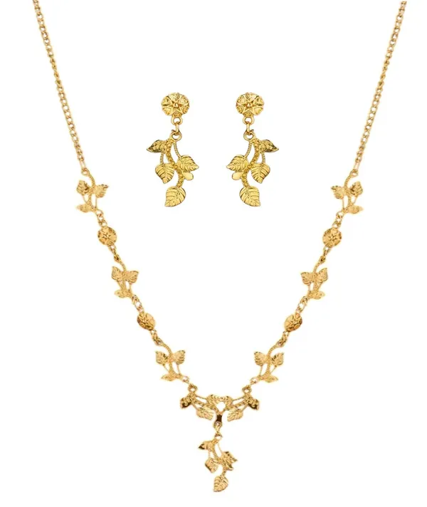 Multicolour_Fashion_Trendy_Gold_Plated_Leaf_Design_Necklace_Set_For_Women