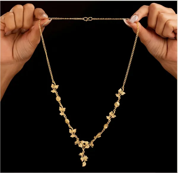 Multicolour_Fashion_Trendy_Gold_Plated_Leaf_Design_Necklace_Set_For_Women