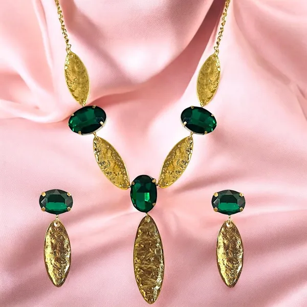 Gold-Plated_Designer_Green_Stone_Necklace_Set_with_Earrings_for_Women,_Anti_Tarnish_Fashion_Stylish_Jewellery_Set