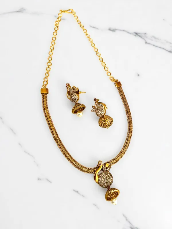 Golden_Peacock_Design_American_Diamond_Necklace_Set