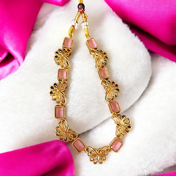 Pink_Butterfly_Design_Gold-Plated_Necklace_Set_With_Earrings